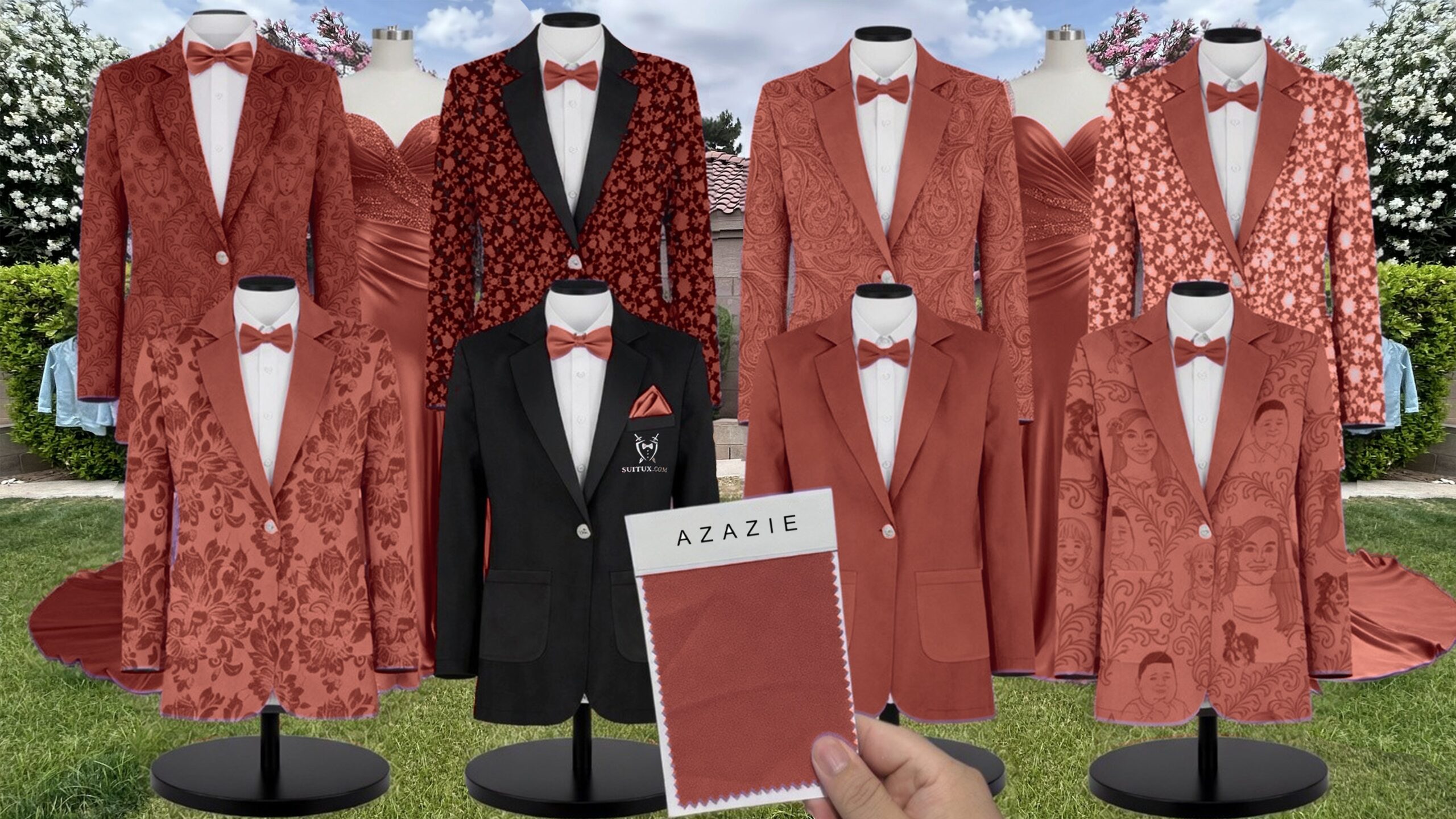 Azazie Auburn Stretch Satin suit color match