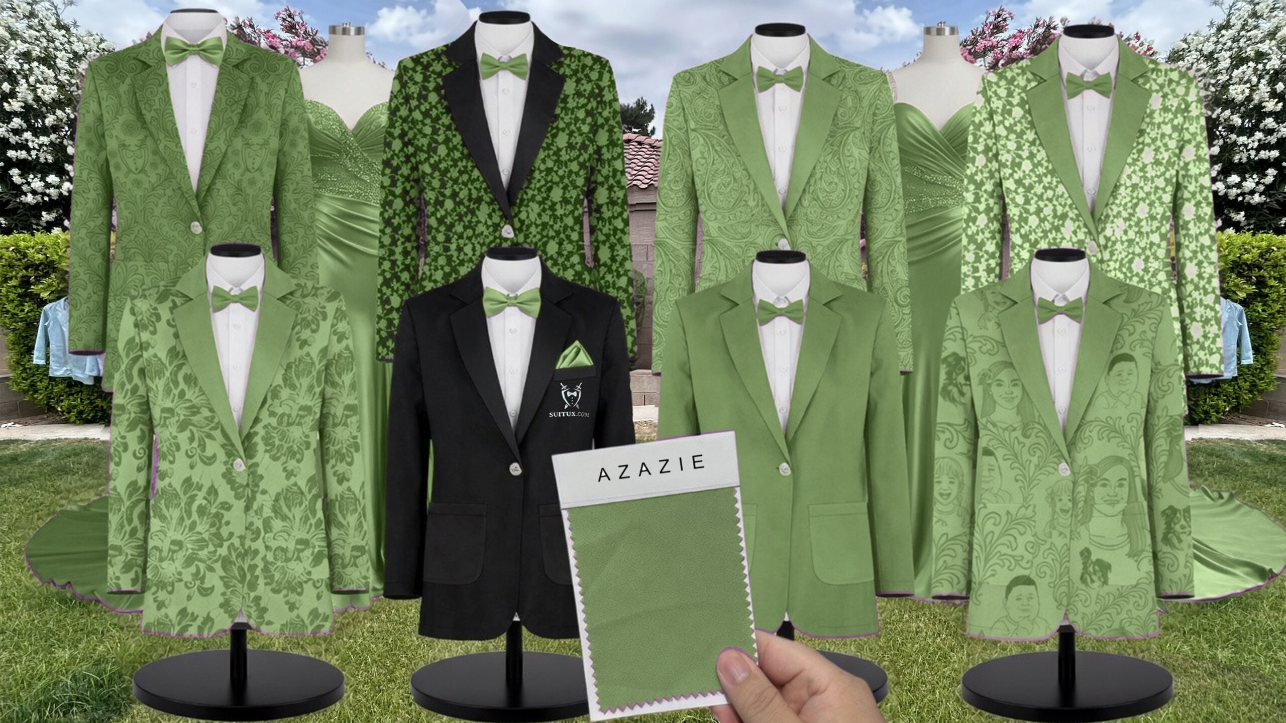 Azazie Basil Chiffon suit color match