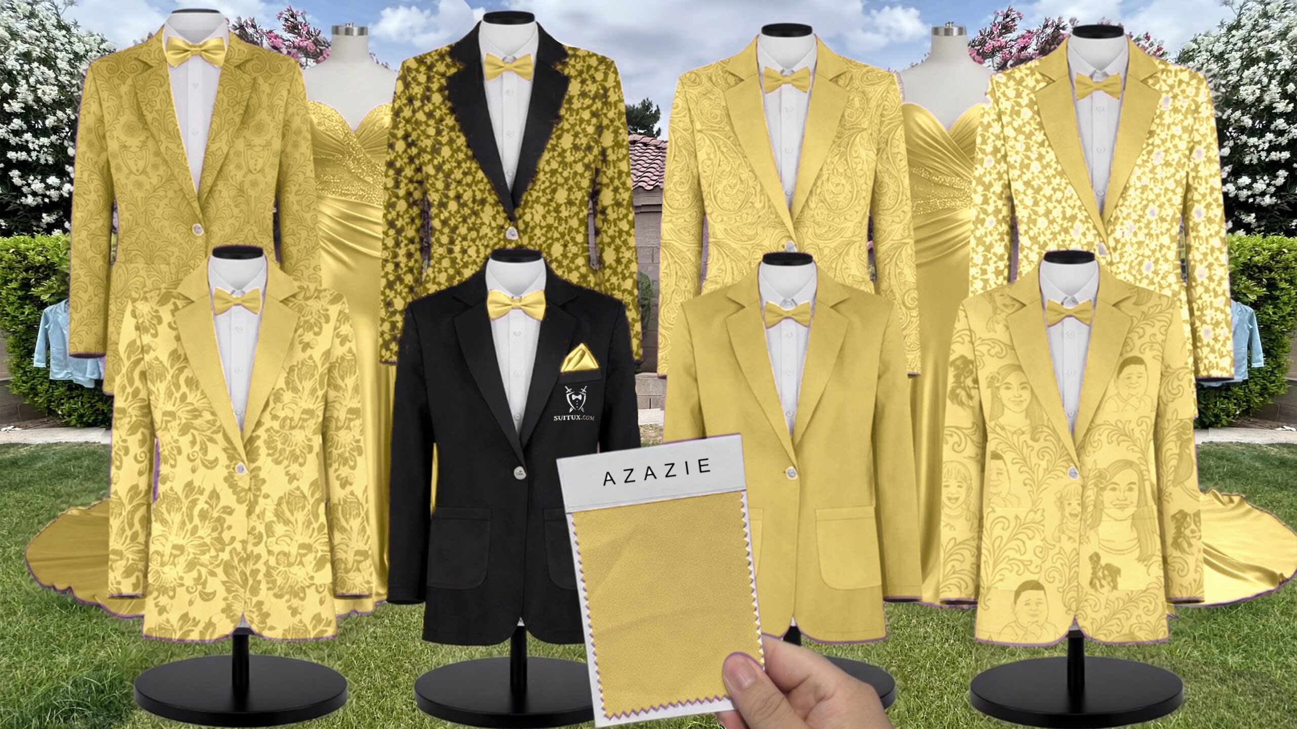Azazie Chiffon Canary Suit and Tuxedo – Exact Color Match for Azazie Dresses