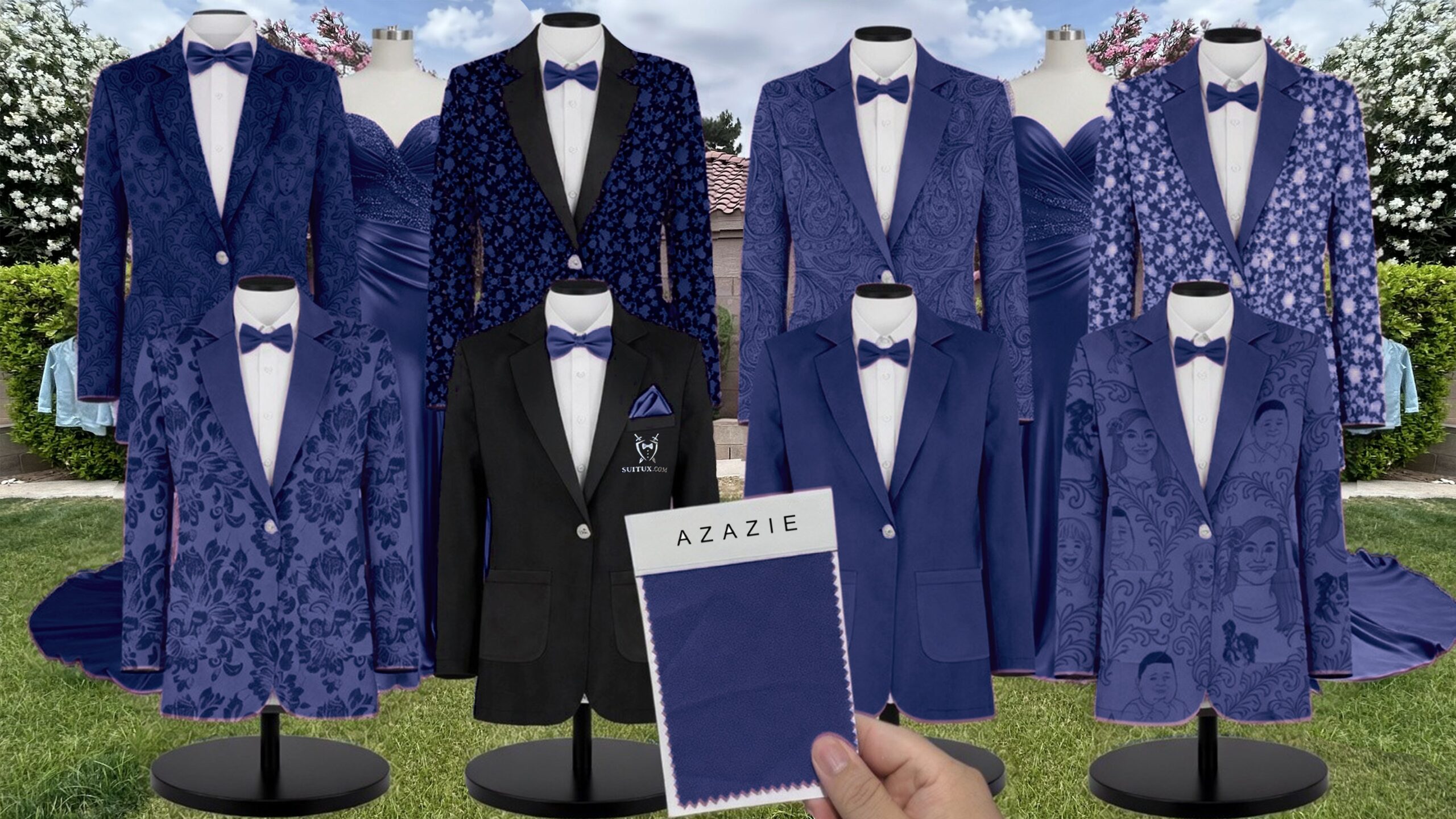 Azazie Dark Navy Refined Weave Suit suit color match