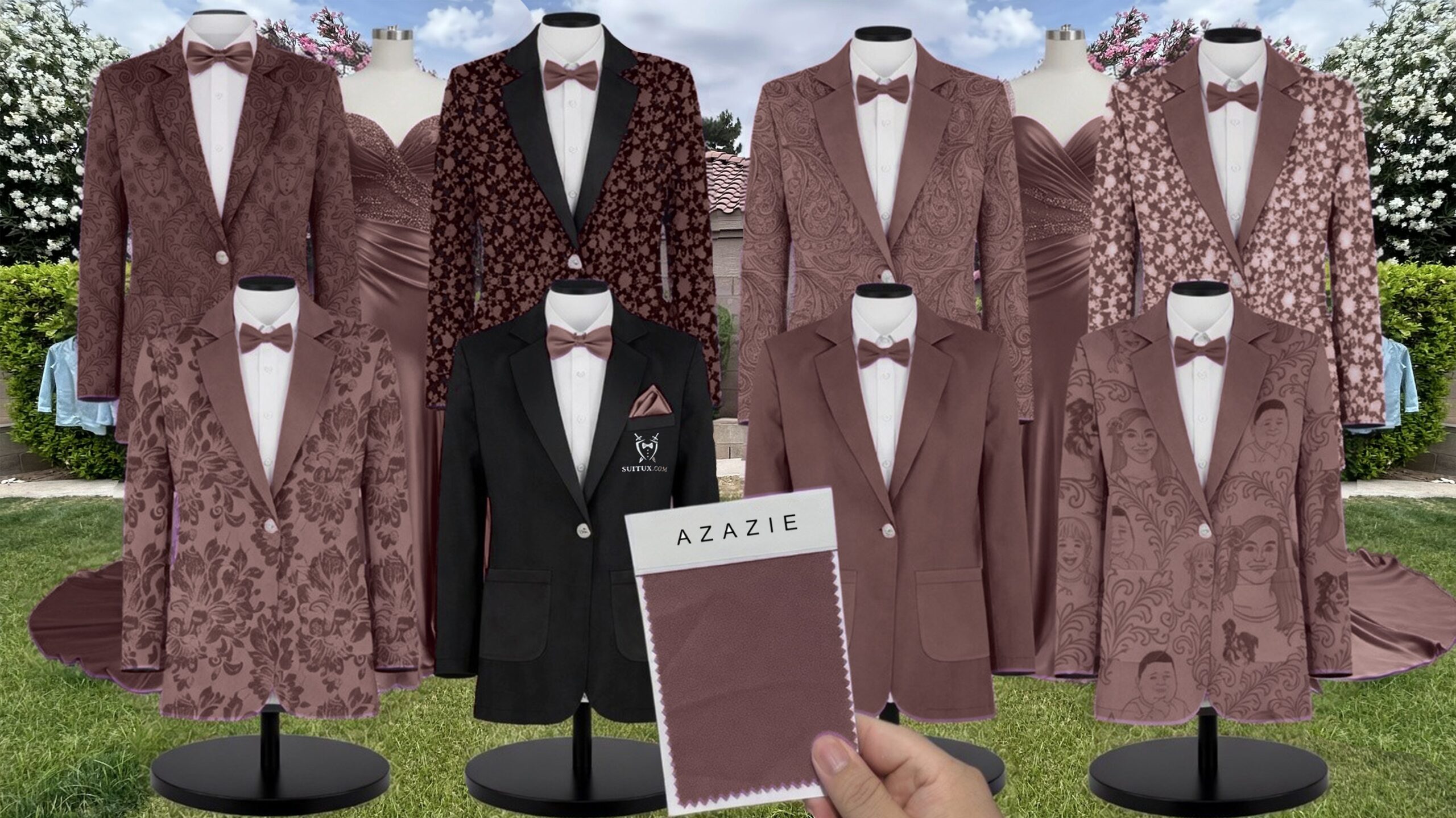 Azazie Metallic Satin Ganache Suit and Tuxedo – Exact Color Match for Azazie Dresses