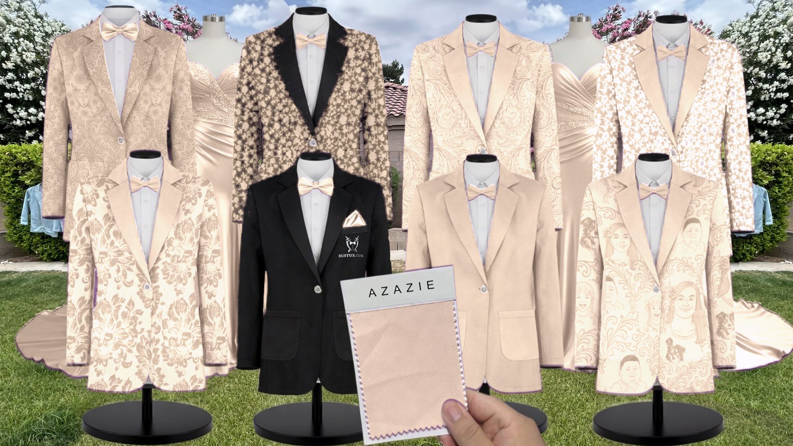 Azazie Stretch Satin Gold Suit and Tuxedo – Exact Color Match for Azazie Dresses
