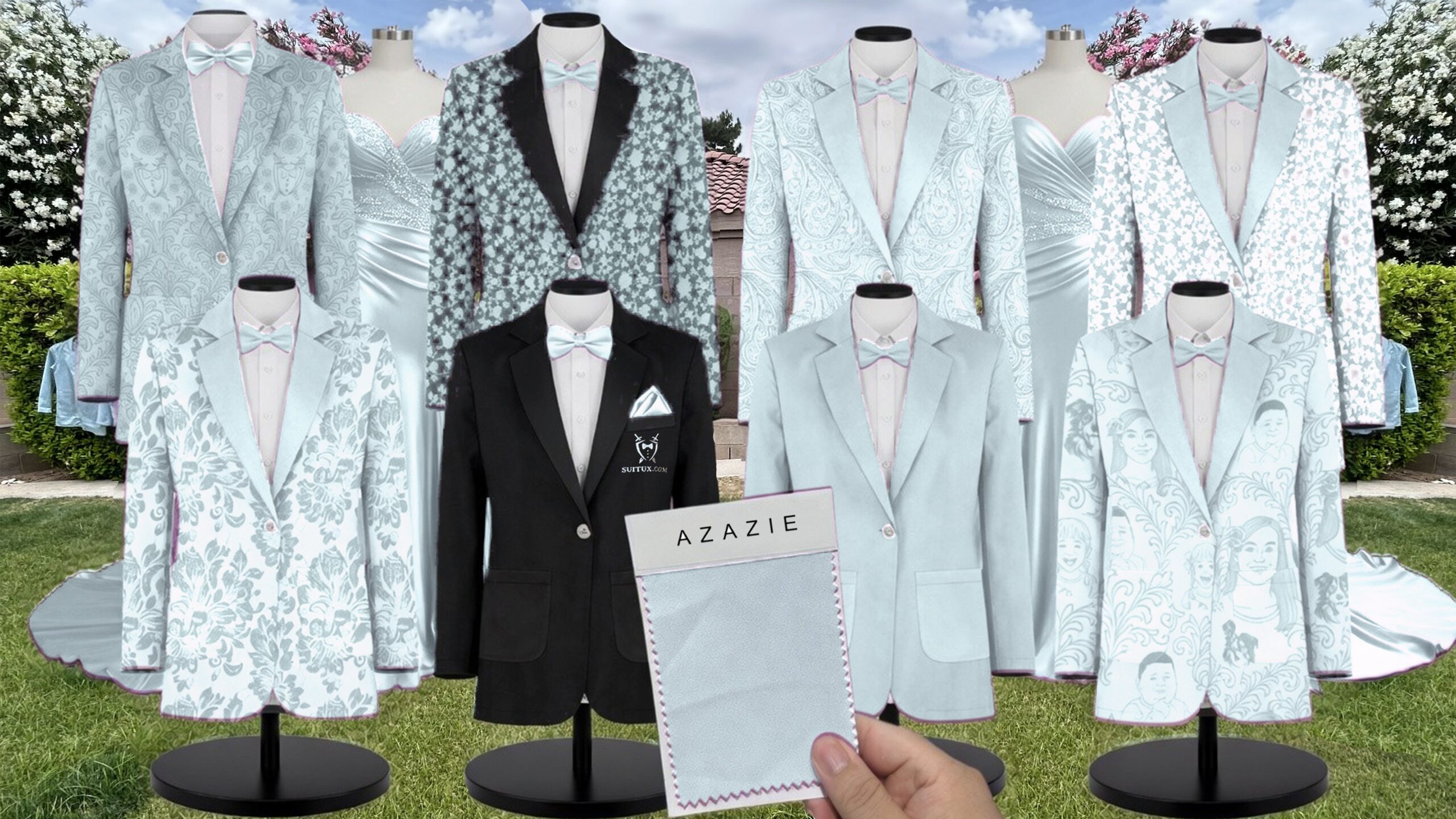 Azazie Mesh Mist Suit and Tuxedo – Exact Color Match for Azazie Dresses