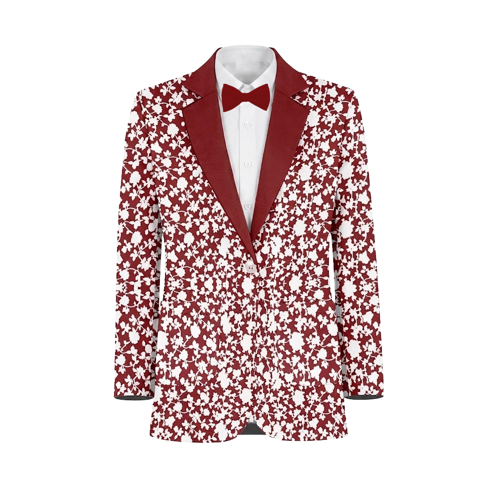 Dark Cherry White Vines Suit and Tuxedo – Exact Color Match for Bella Bridesmaids Bridesmaid Dresses - Image 2