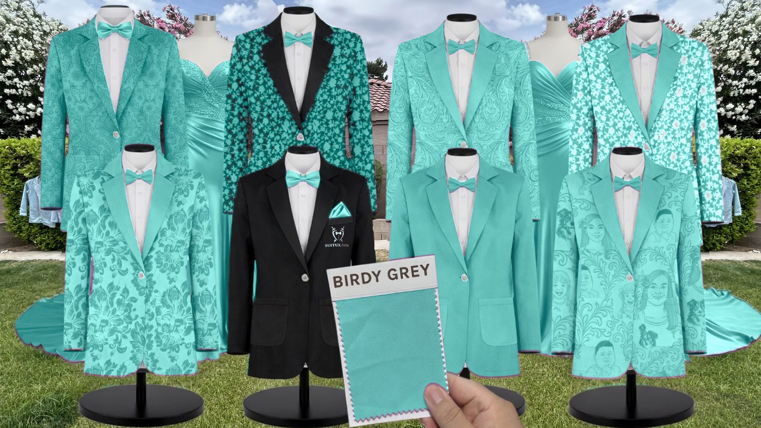 Birdy Grey BirdyGrey Aquamarine Matte Satin suit color match