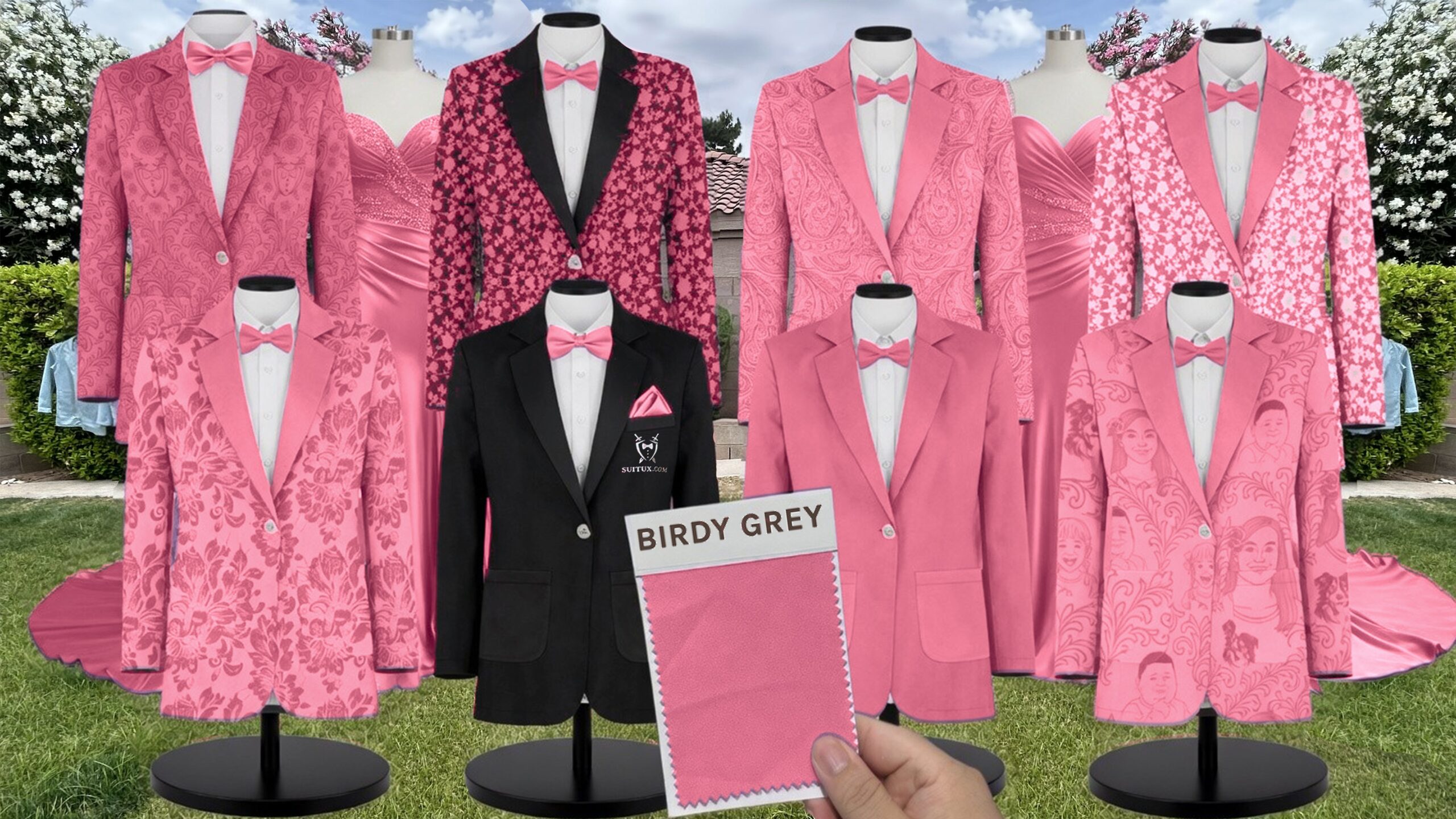 Birdy Grey BirdyGrey Bon Bon Pink Matte Satin suit color match