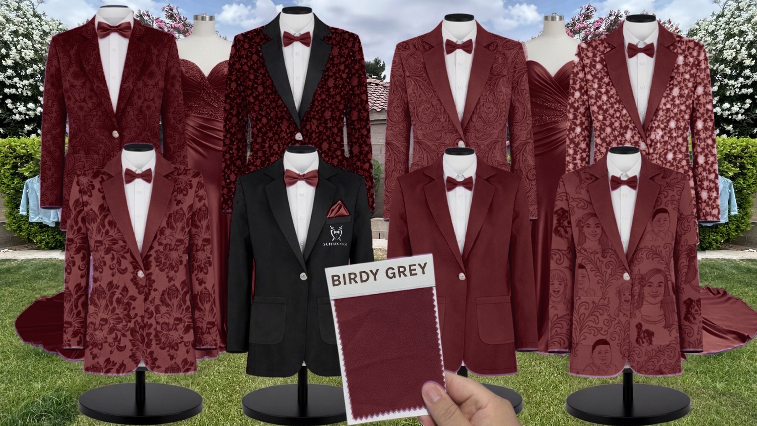 Birdy Grey BirdyGrey Cabernet Shiny Satin suit color match