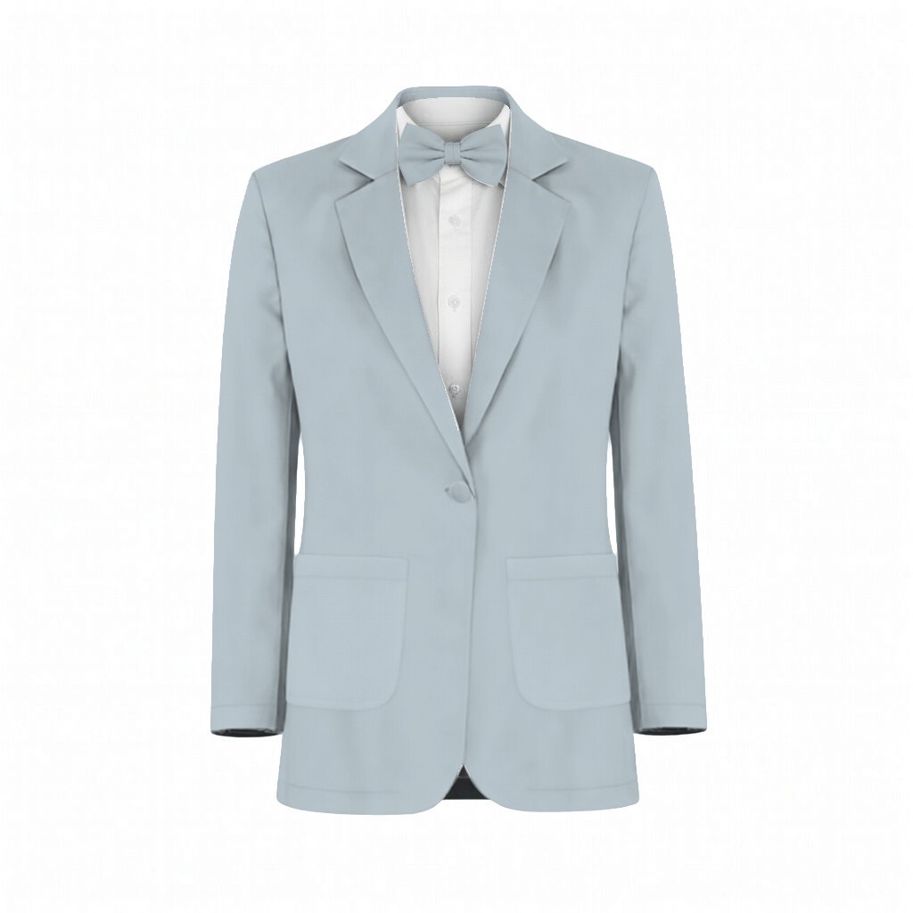 Blue Rococo Floral Chiffon Suit and Tuxedo – Exact Color Match for Birdy Grey Bridesmaid Dresses - Image 2