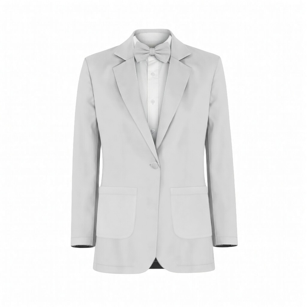 White Chiffon Suit and Tuxedo – Exact Color Match for Birdy Grey Bridesmaid Dresses - Image 2