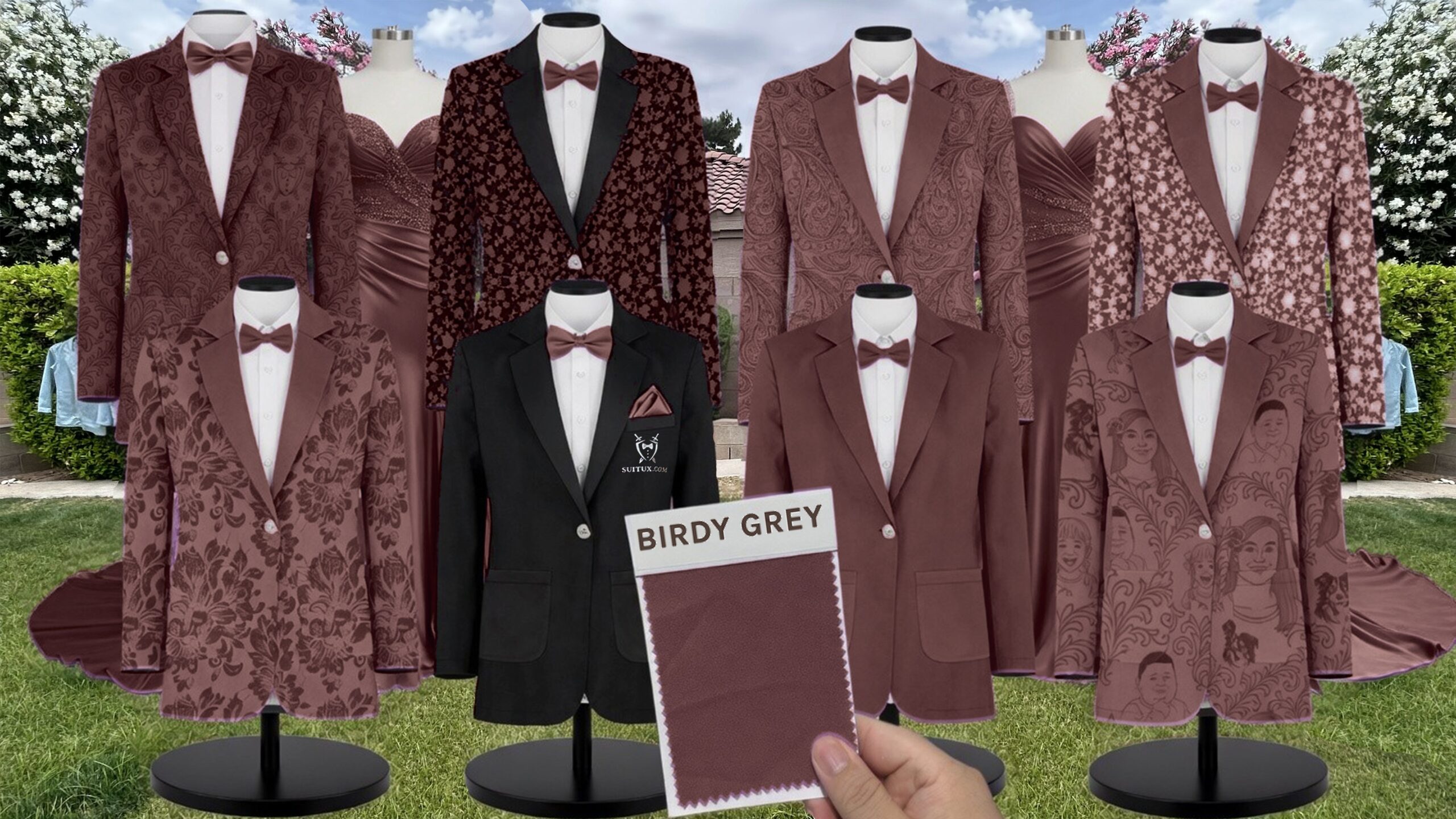 Birdy Grey BirdyGrey Chocolate Brown Matte Satin suit color match