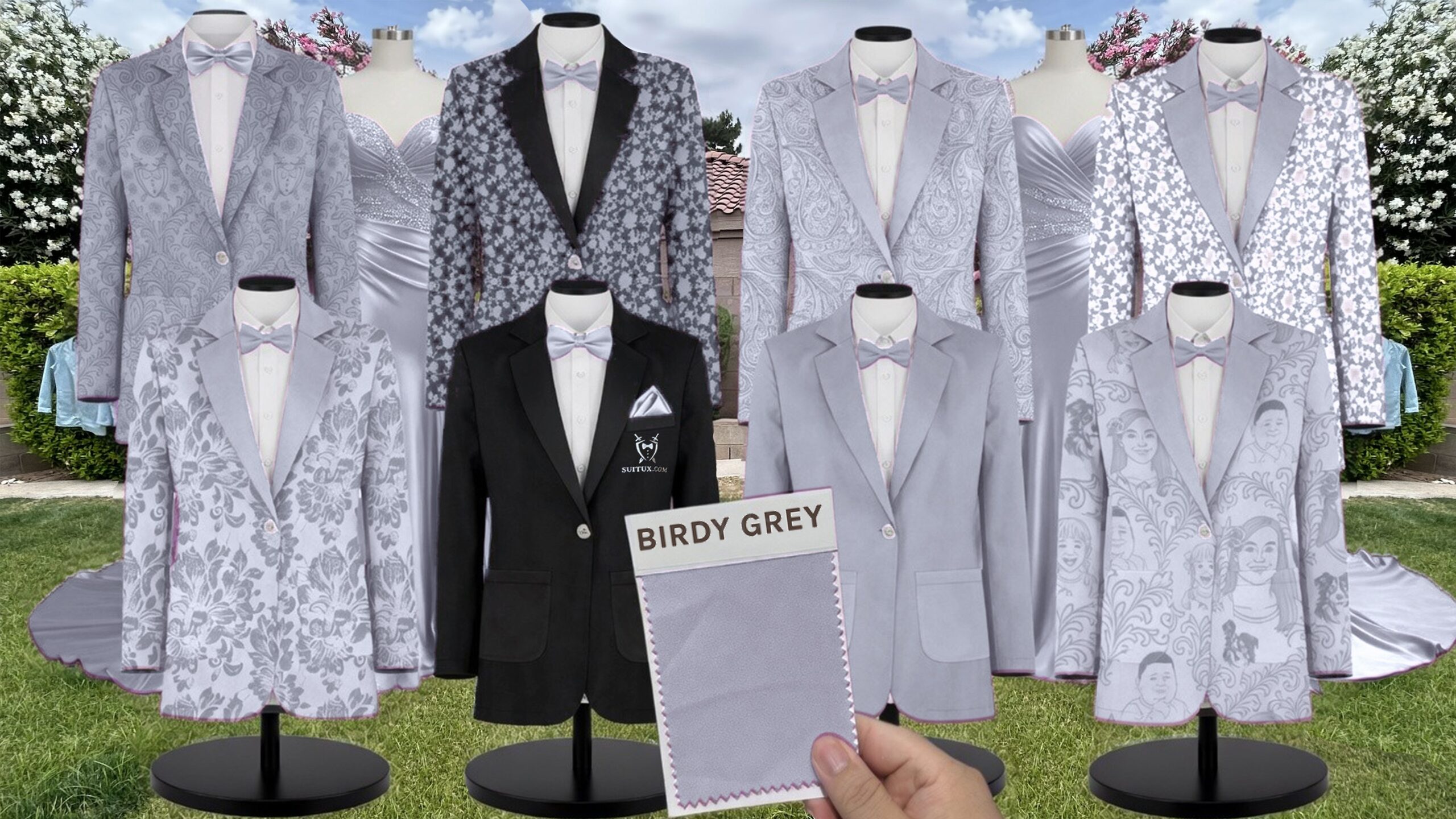 Birdy Grey BirdyGrey Dusty Blue Matte Satin suit color match