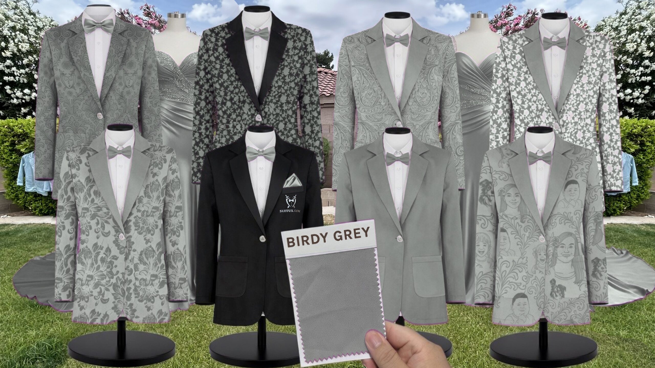 Birdy Grey BirdyGrey Eucalyptus Whimsical Blooms Matte Satin suit color match