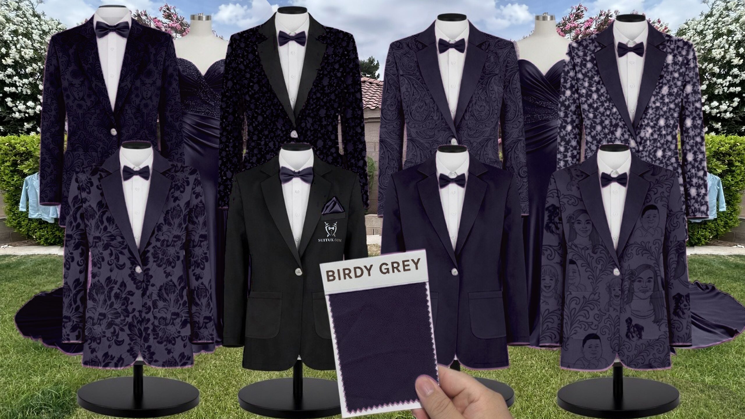 Birdy Grey BirdyGrey Navy Shiny Satin suit color match