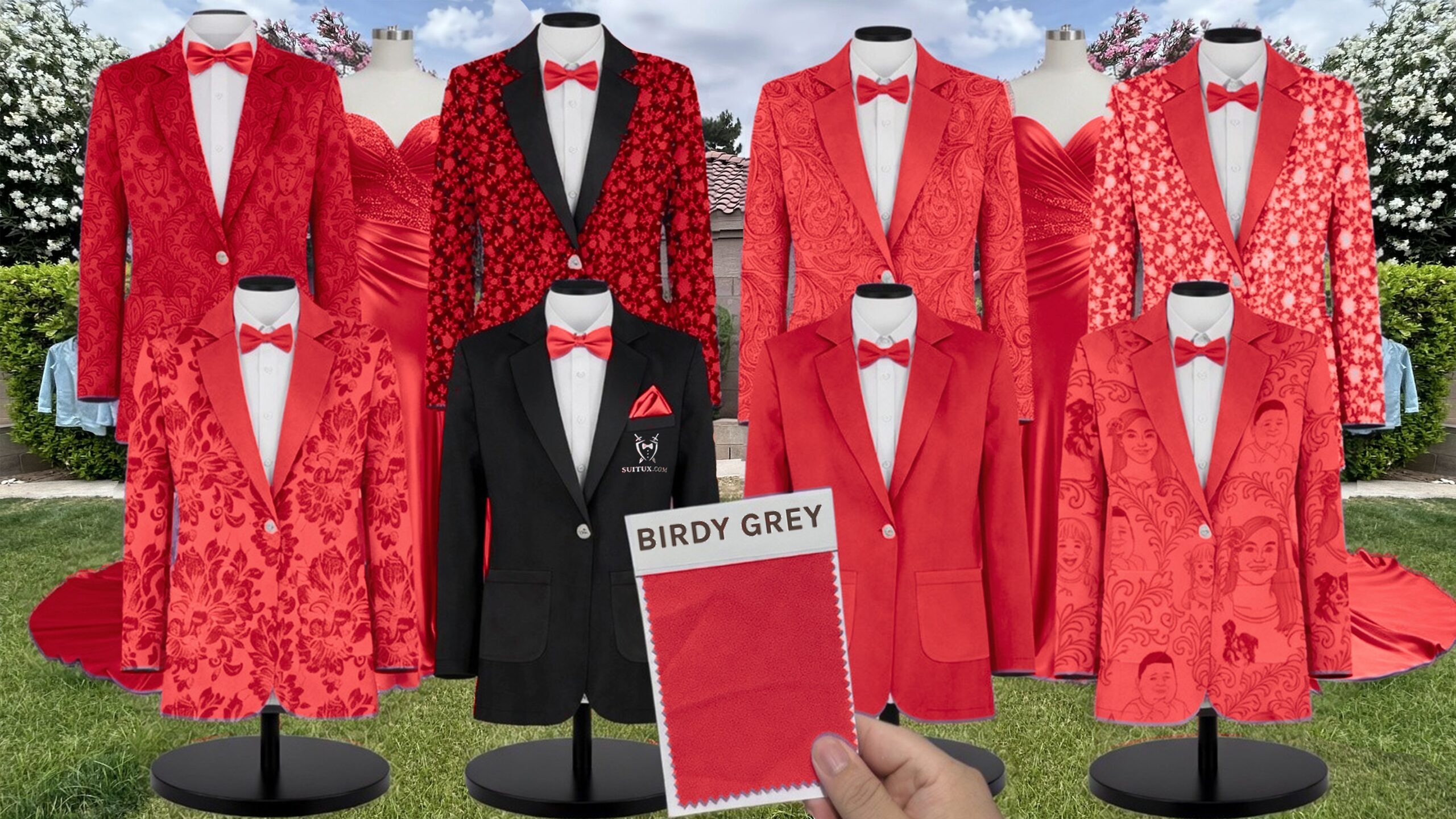 Birdy Grey BirdyGrey Ruby Red Matte Satin suit color match