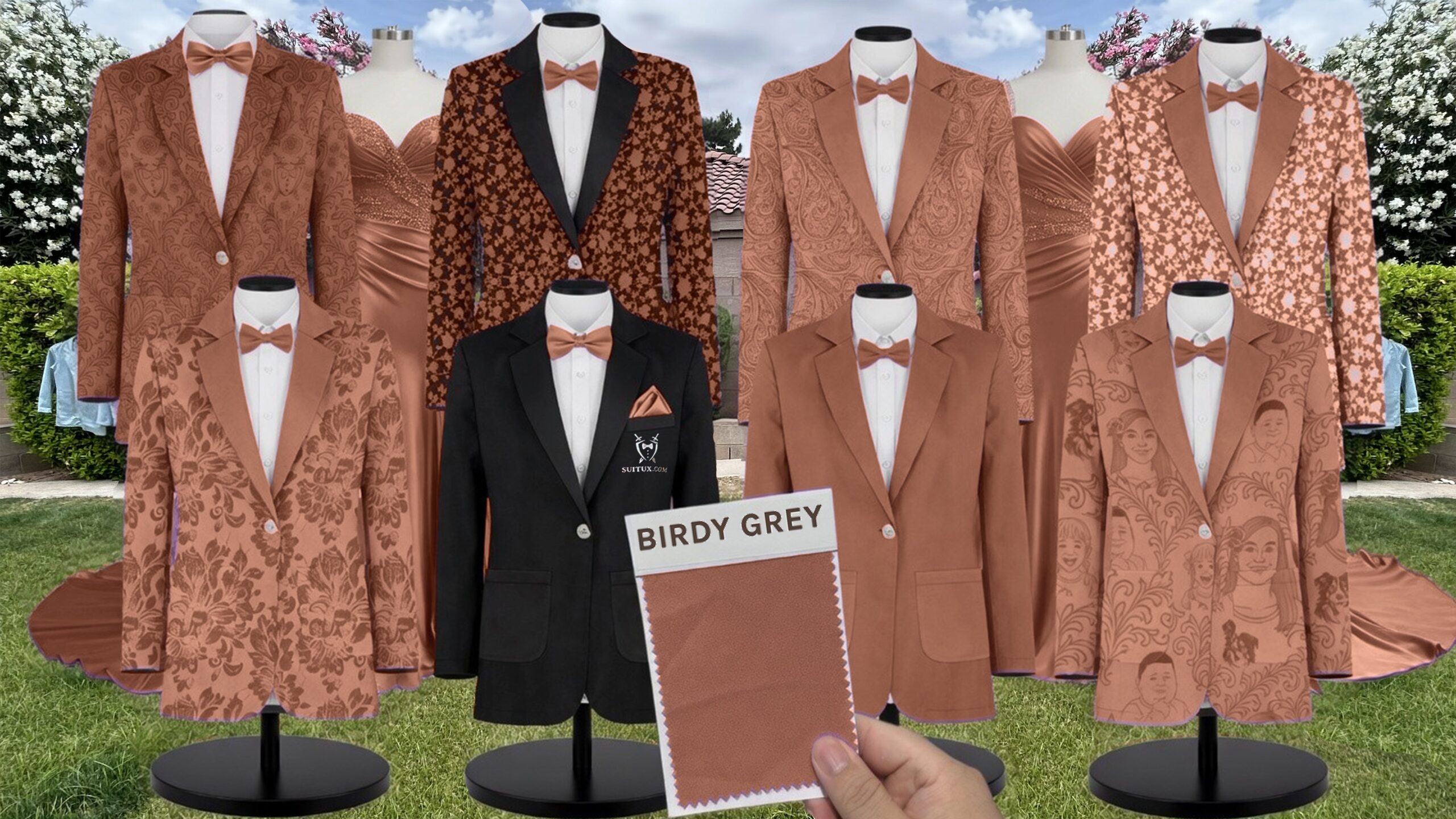 Birdy Grey BirdyGrey Rust Shiny Satin suit color match