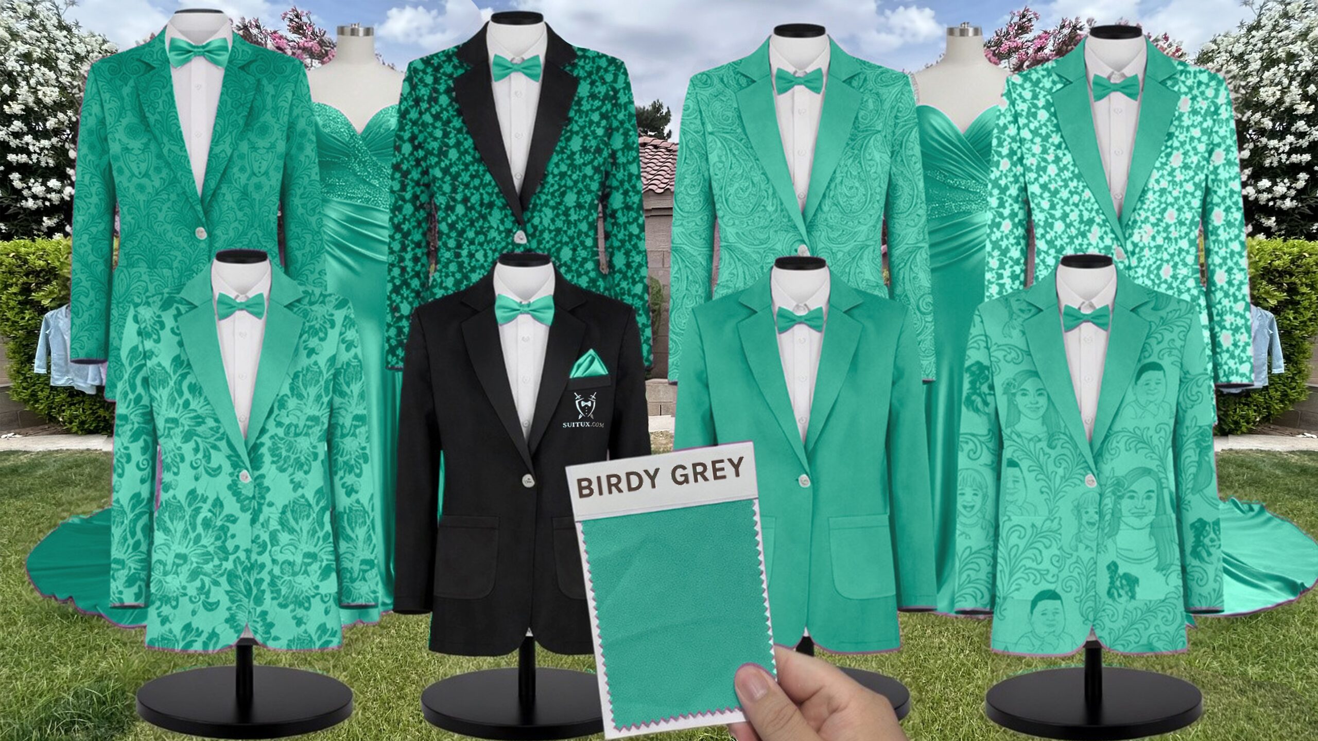 Birdy Grey BirdyGrey Turquoise Matte Satin suit color match