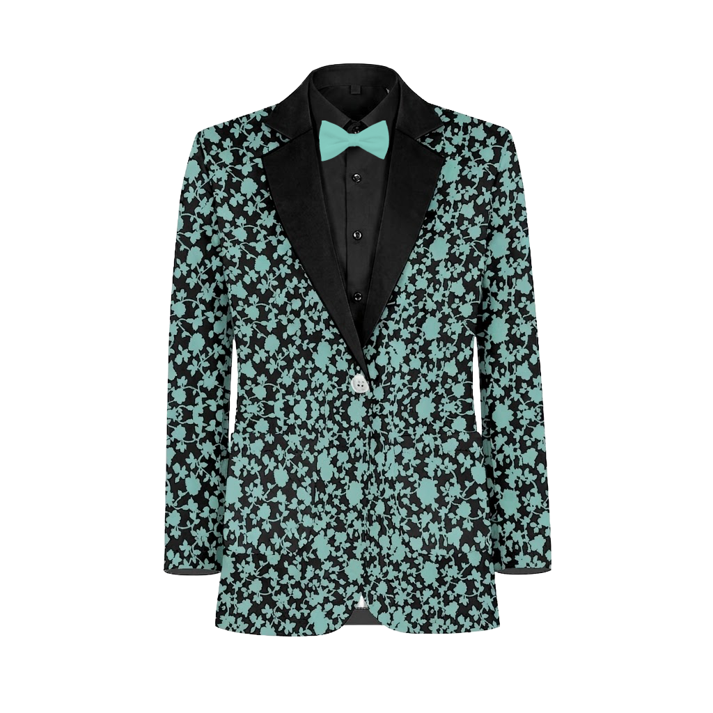 Aquamarine Black Vines Suit and Tuxedo – Exact Color Match for Birdy Grey Bridesmaid Dresses - Image 2