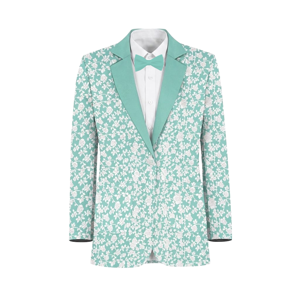 Aquamarine White Vines Suit and Tuxedo – Exact Color Match for Birdy Grey Bridesmaid Dresses - Image 2