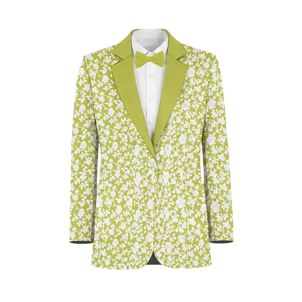 Chartreuse White Vines Suit and Tuxedo – Exact Color Match for Birdy Grey Bridesmaid Dresses - Image 2