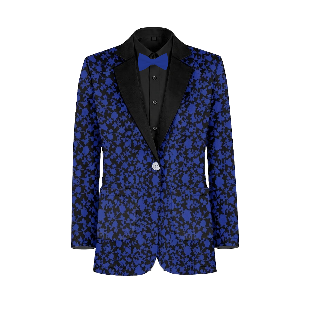 Cobalt Blue Black Vines Suit and Tuxedo – Exact Color Match for Birdy Grey Bridesmaid Dresses - Image 2