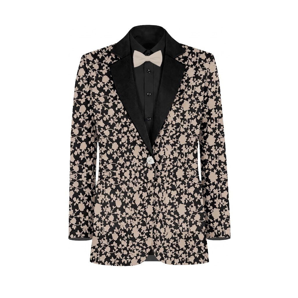 Neutral Champagne Black Vines Suit and Tuxedo – Exact Color Match for Birdy Grey Bridesmaid Dresses - Image 2