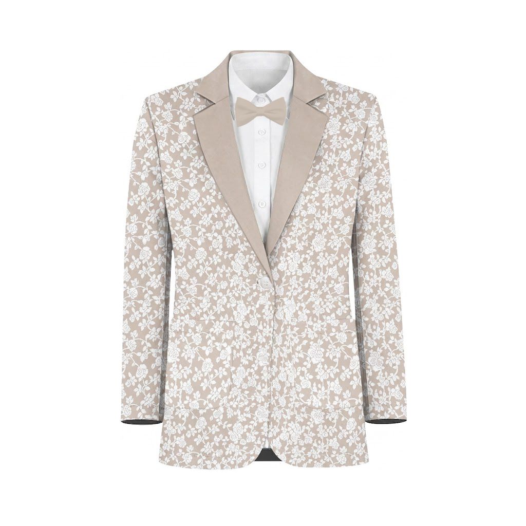 Neutral Champagne White Vines Suit and Tuxedo – Exact Color Match for Birdy Grey Bridesmaid Dresses - Image 2