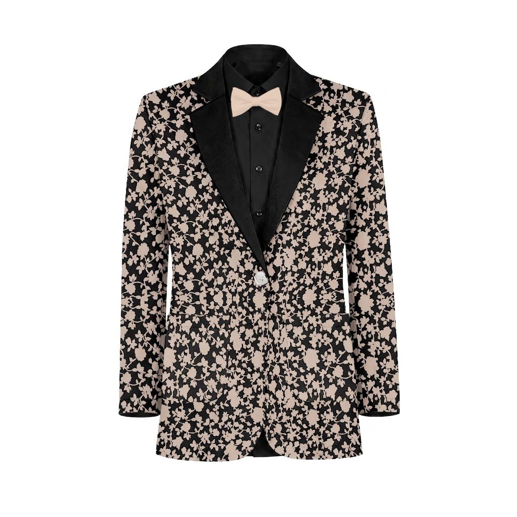 Peach Cream Black Vines Suit and Tuxedo – Exact Color Match for Birdy Grey Bridesmaid Dresses - Image 2