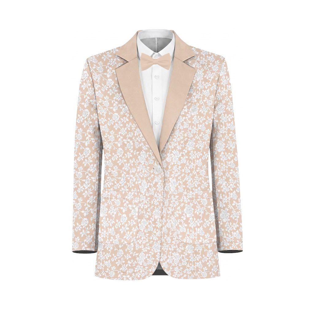 Peach Cream White Vines Suit and Tuxedo – Exact Color Match for Birdy Grey Bridesmaid Dresses - Image 2