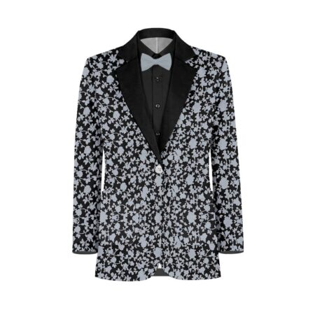Dust Blue Black Vines Suit and Tuxedo – Exact Color Match for David's Bridal Bridesmaid Dresses