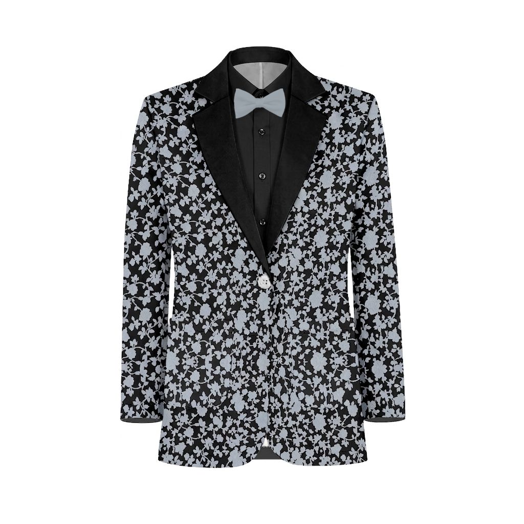 Dust Blue Black Vines Suit and Tuxedo – Exact Color Match for David's Bridal Bridesmaid Dresses - Image 2