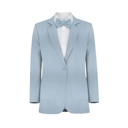 Dusty Blue Charmeuse Suit and Tuxedo - Exact Color Match for David's Bridal Bridesmaid Dresses