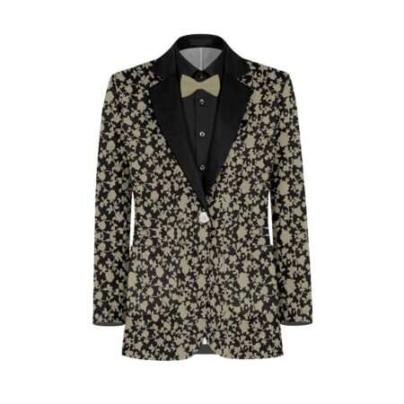 Eucalyptus Black Vines Suit and Tuxedo – Exact Color Match for David's Bridal Bridesmaid Dresses