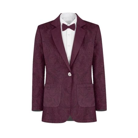 Wine Paisley Suit and Tuxedo – Exact Color Match for David's Bridal Bridesmaid Dresses