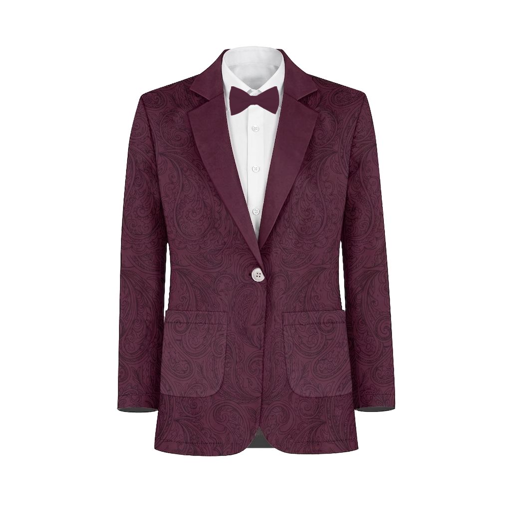 Wine Paisley Suit and Tuxedo – Exact Color Match for David's Bridal Bridesmaid Dresses - Image 2