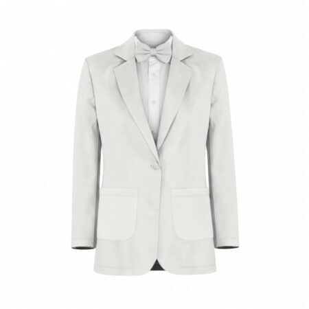 White Lux Chiffon Suit and Tuxedo – Exact Color Match for Dessy Bridesmaid Dresses
