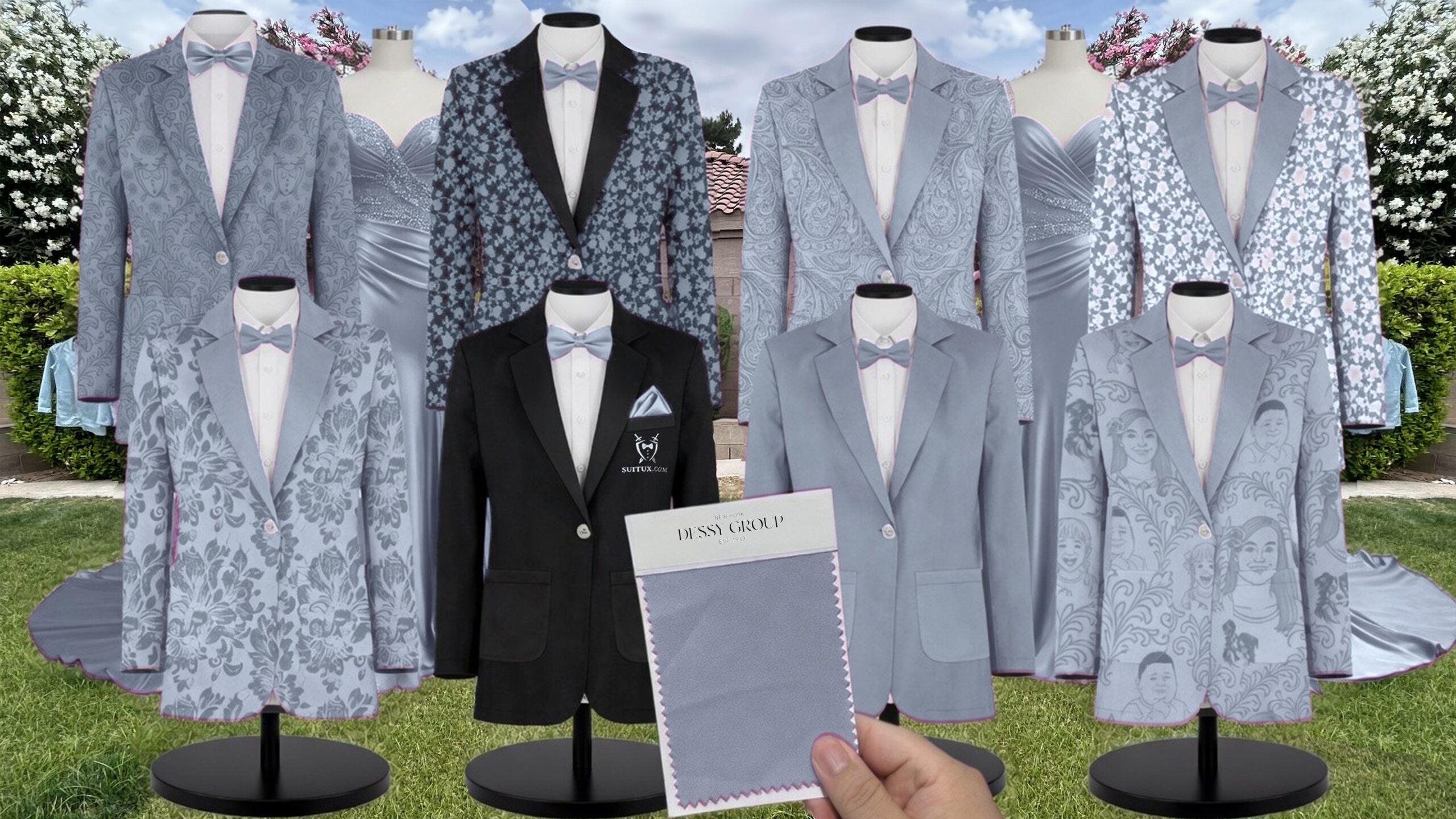 Cloudy Satin Twill Suit and Tuxedo – Exact Color Match for Dessy Bridesmaid Dresses