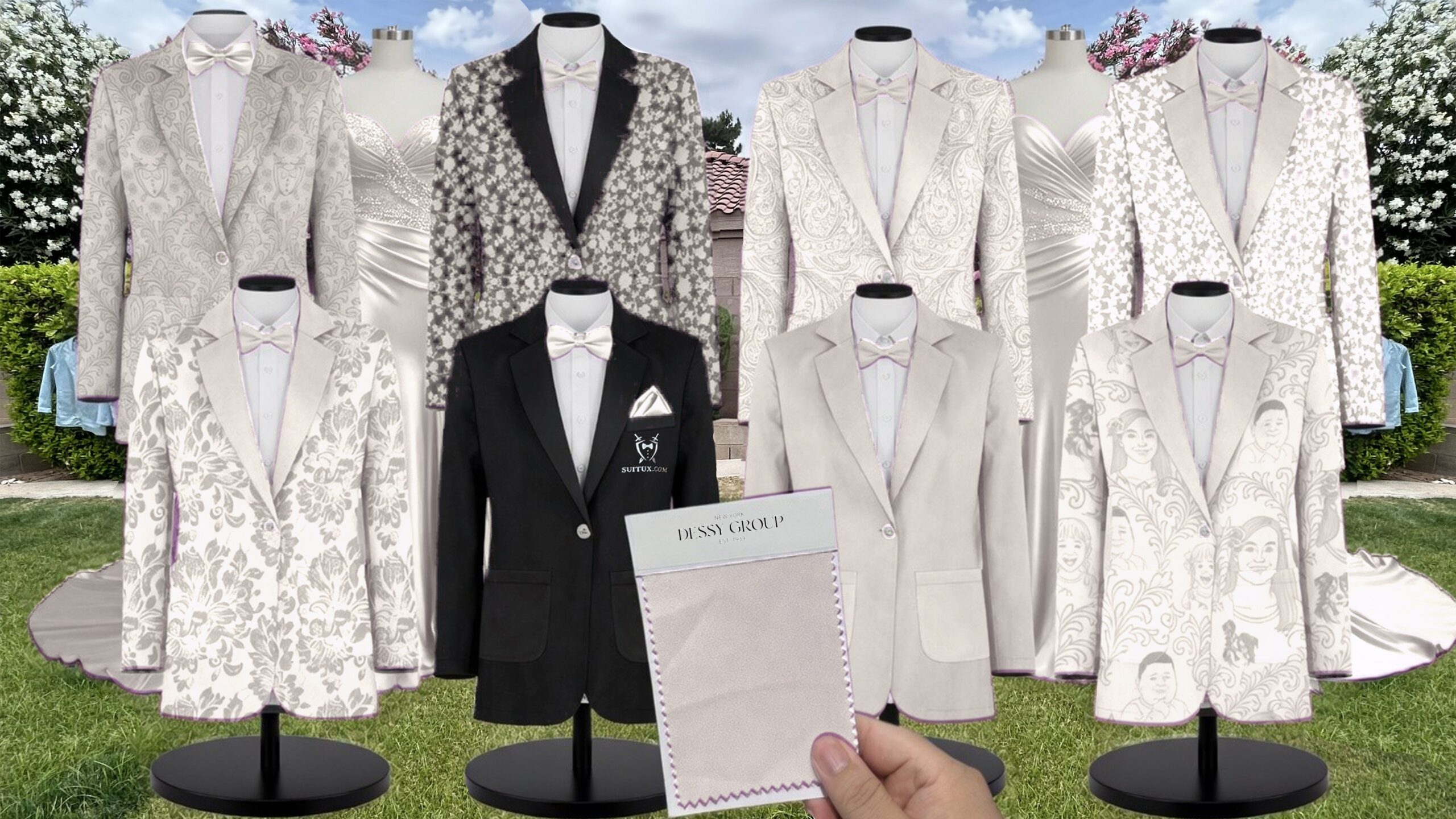 Ivory Satin Twill Suit and Tuxedo – Exact Color Match for Dessy Bridesmaid Dresses