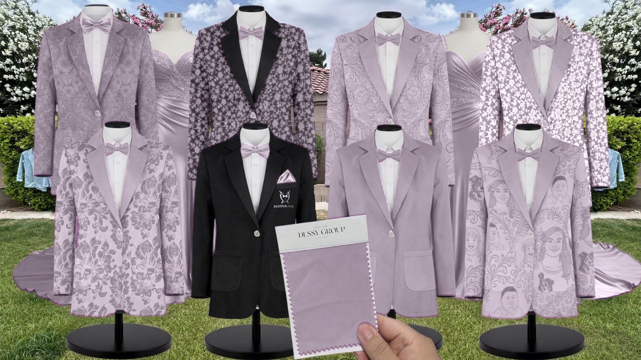 Lilac Haze Satin Twill Suit and Tuxedo – Exact Color Match for Dessy Bridesmaid Dresses