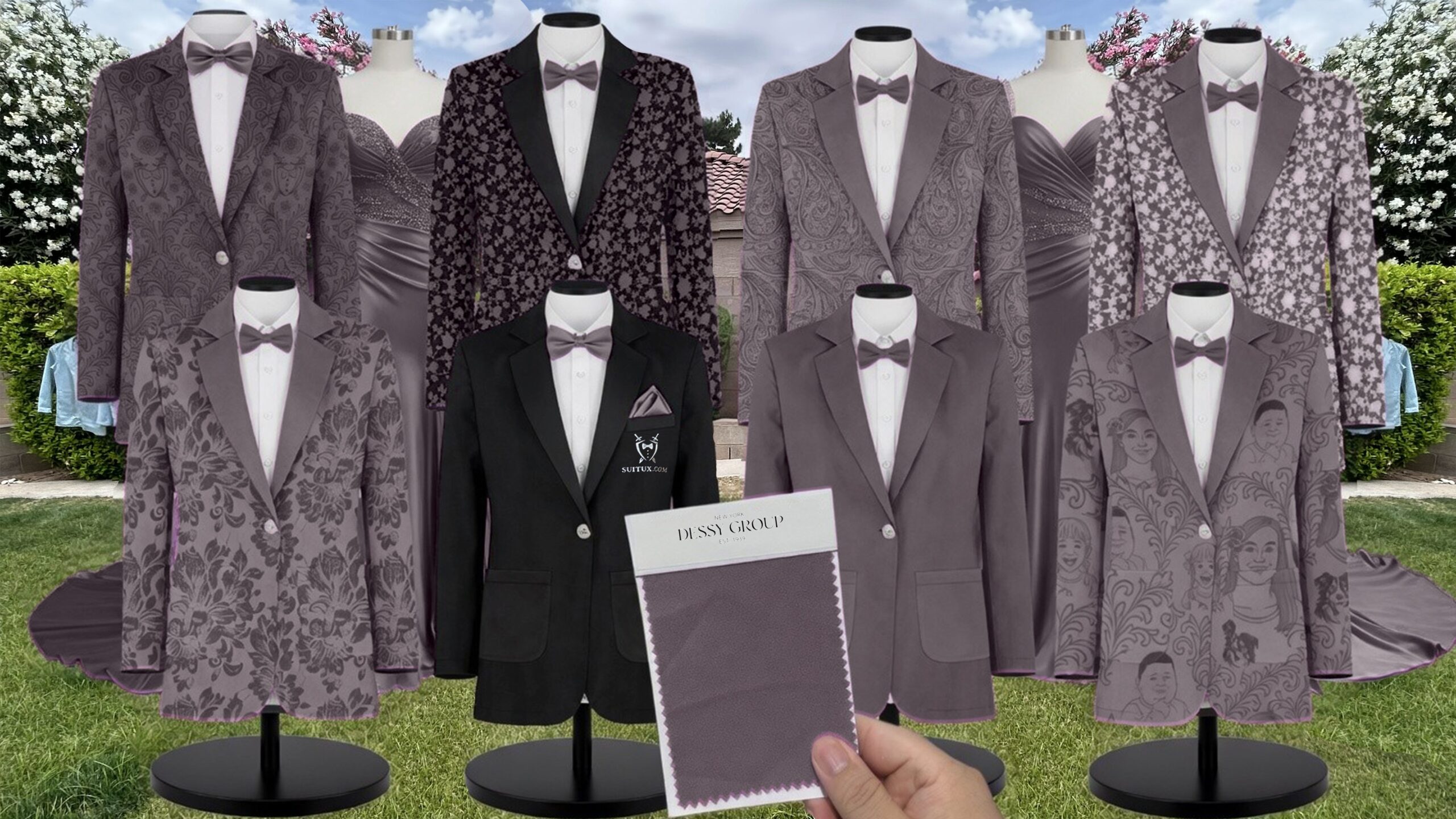 Caviar Gray Lux Velvet Suit and Tuxedo – Exact Color Match for Dessy Bridesmaid Dresses
