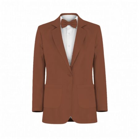 Burnt Orange Satin Suit and Tuxedo – Exact Color Match for Kennedy Blue Bridesmaid Dresses