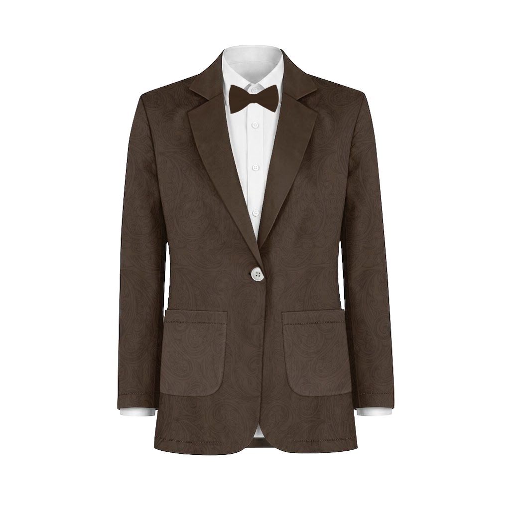 Chocolate Paisley Suit and Tuxedo – Exact Color Match for Kennedy Blue Bridesmaid Dresses - Image 2