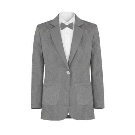 Grey Paisley Suit and Tuxedo – Exact Color Match for Kennedy Blue Bridesmaid Dresses