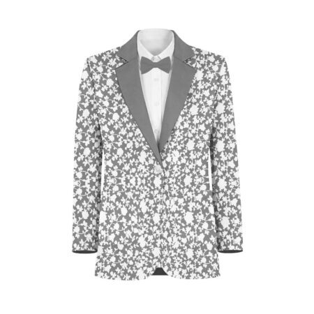 Grey White Vines Suit and Tuxedo – Exact Color Match for Kennedy Blue Bridesmaid Dresses