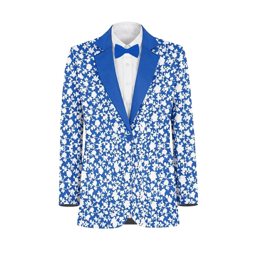 Sapphire White Vines Suit and Tuxedo – Exact Color Match for Kennedy Blue Bridesmaid Dresses - Image 2