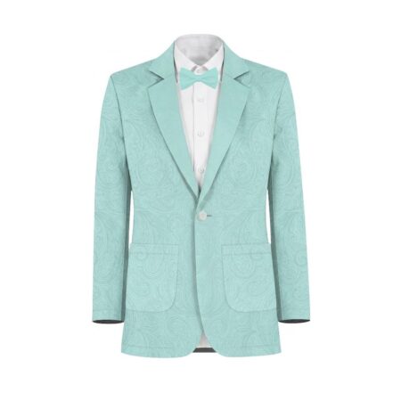 Sea Foam Paisley Suit and Tuxedo – Exact Color Match for Kennedy Blue Bridesmaid Dresses