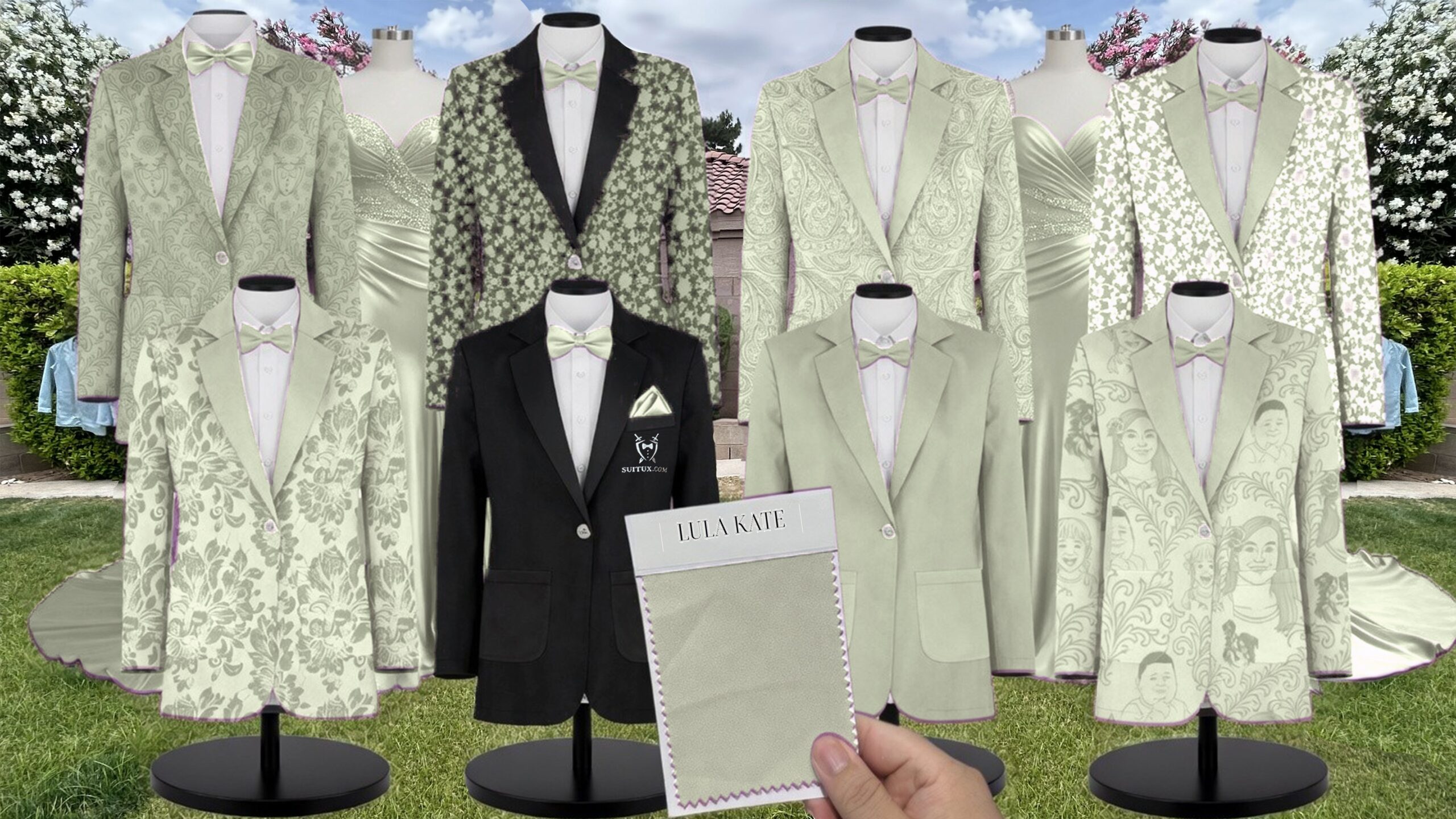 Fern Bengaline Suit and Tuxedo – Exact Color Match for LulaKate Bridesmaid Dresses