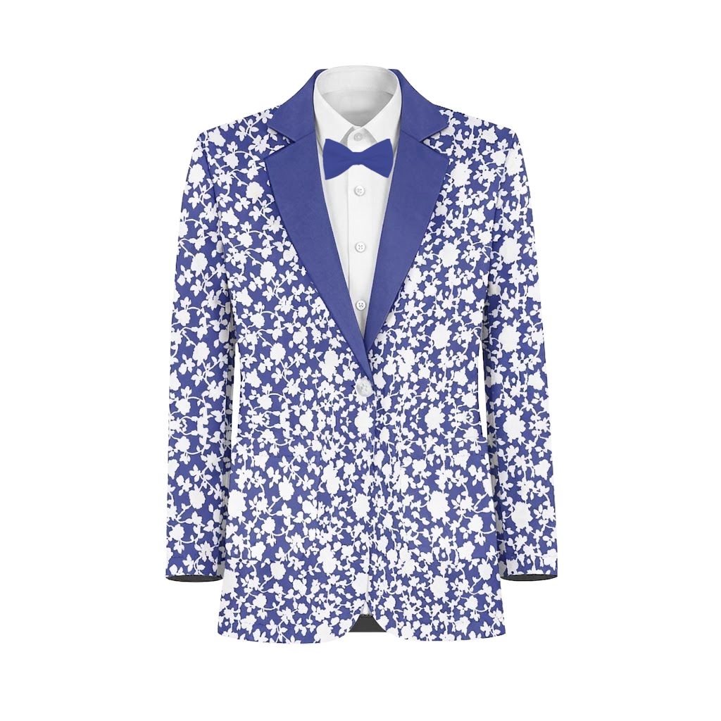 Bright Navy White Vines Suit and Tuxedo – Exact Color Match for Lulus Bridesmaid Dresses - Image 2