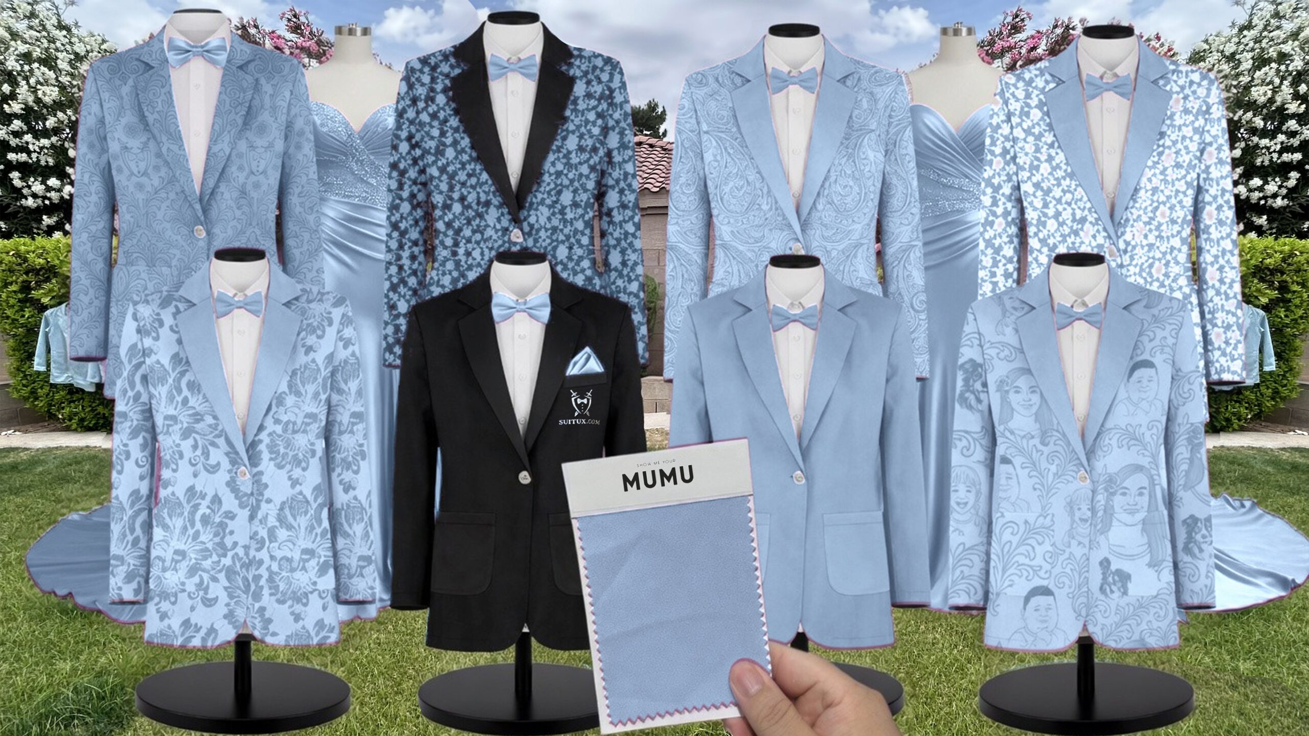 Mumu Baby Blue Luxe Satin suit color match