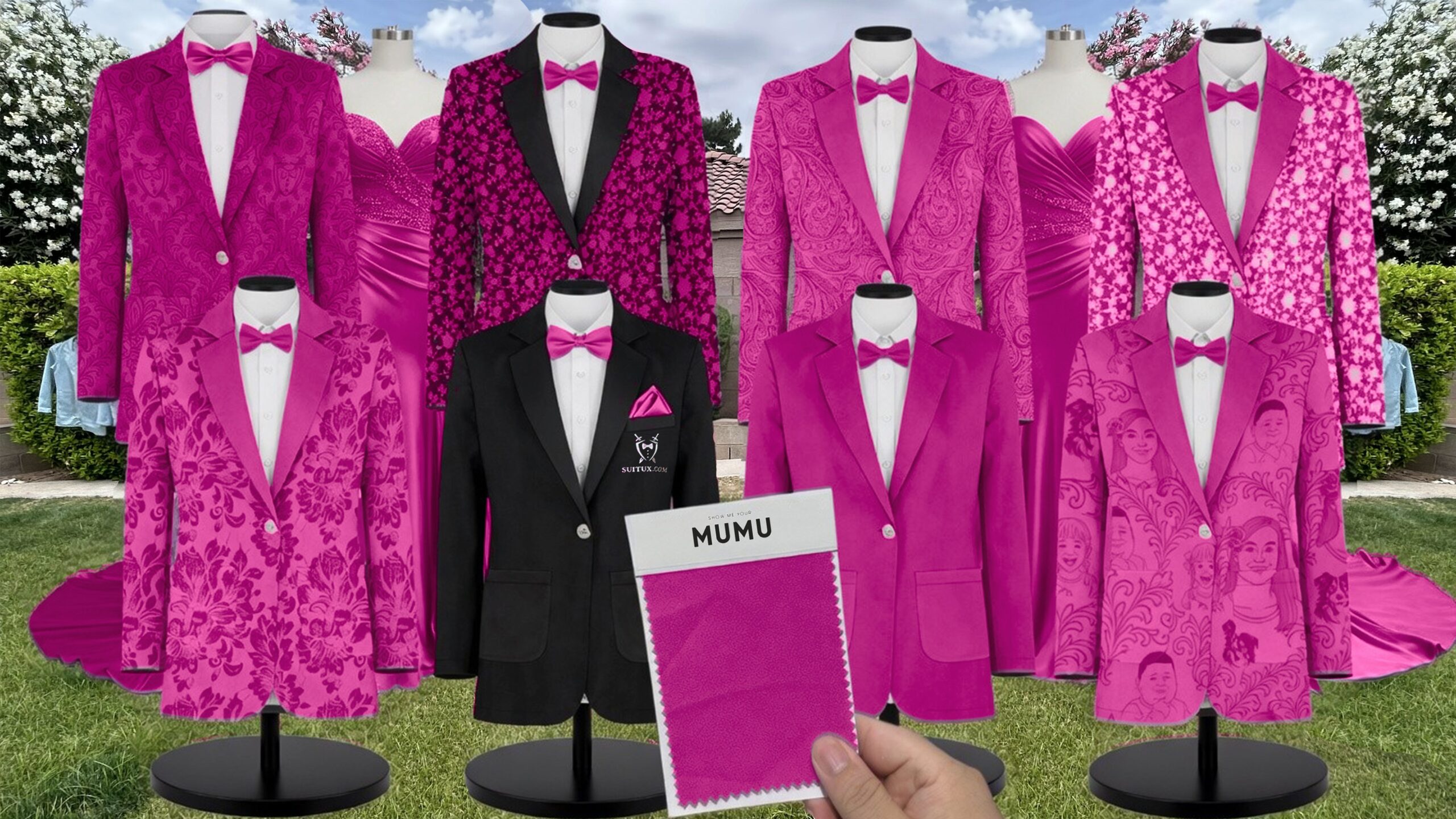 Mumu Rich Magenta Taffeta suit color match