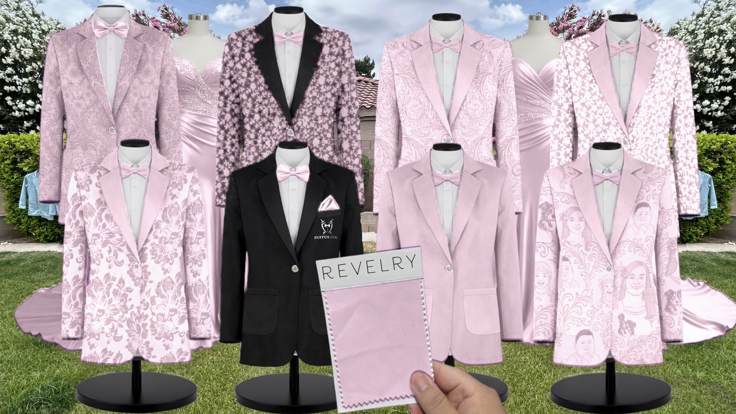 Revelry Baby Pink Satin suit color match